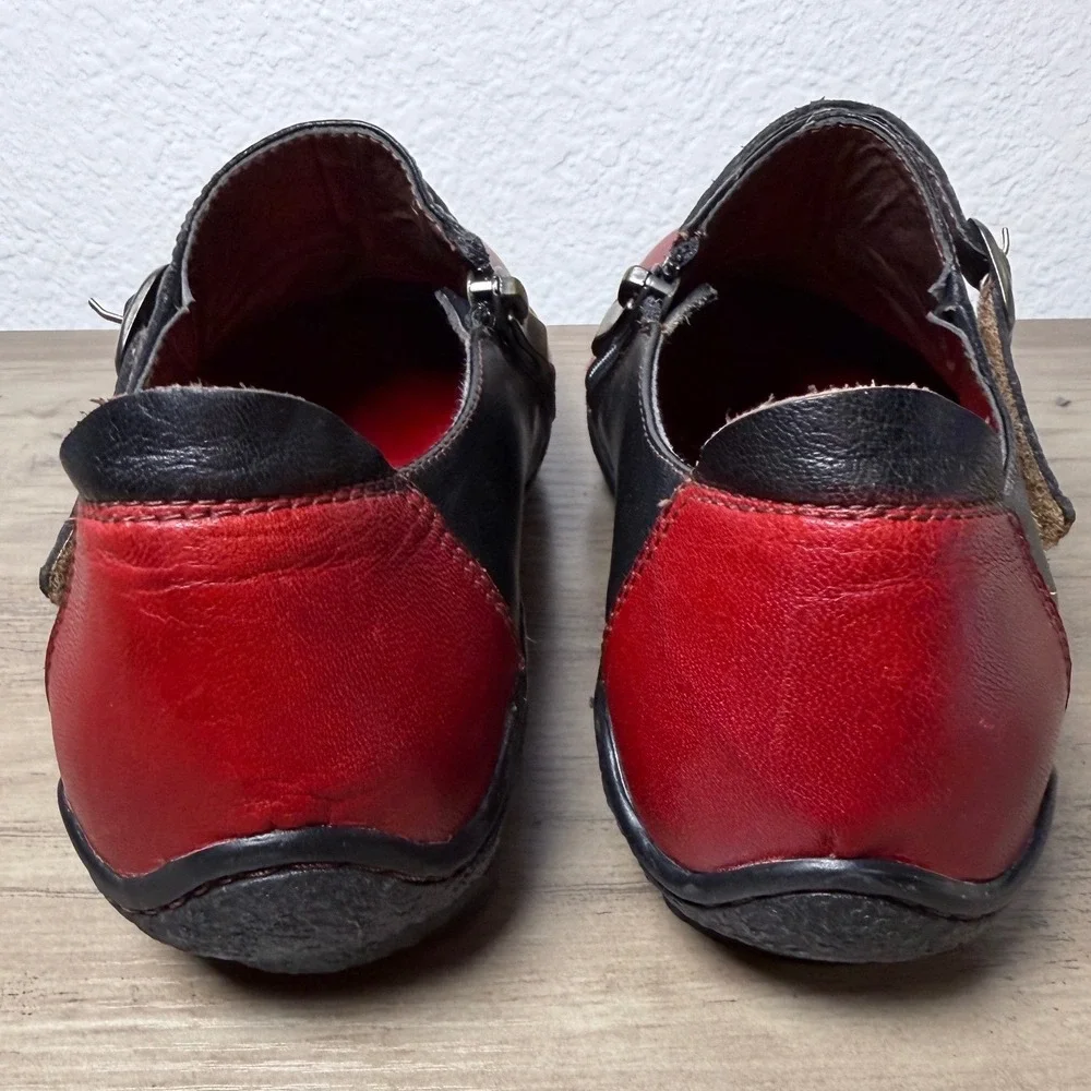 Spring Step L'Artiste Expel Red Multi‎ Color Leather Patchwork Loafers EU 37